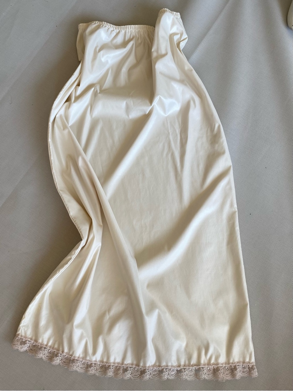 Vintage Long Silky Ivory Half Slip with Lace Trim Wedding Bridal
